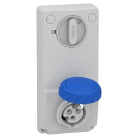 SCHNEIDER ELECTRIC Interlocked socket Unika, 16A, 2P+E, 200..250V AC, IP65, panel