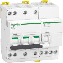 Комбинирана дефектнотокова защита (RCBO), Acti9 iCV40N, 3P+N, 16A, B крива, 6000A, AC тип, 30mA
