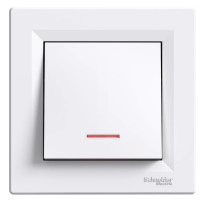 SCHNEIDER ELECTRIC Бутон Asfora, 10A, с индикация, бял