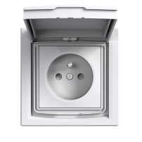 SCHNEIDER ELECTRIC Френски контакт със защита и капак, IP44, бял