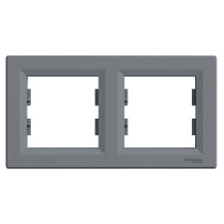 SCHNEIDER ELECTRIC Рамка двойна хоризонт.Стомана Asfora-horizontal 2-gang frame-steel