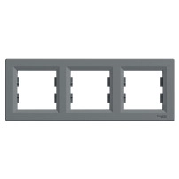 SCHNEIDER ELECTRIC Рамка тройна хориз. Стомана Asfora-horizontal 3-gang frame-alu