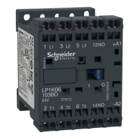 Контактор, TeSys K, 3P, AC-3/AC-3e, 440V, 6A, 1NO aux, 24V DC бобина, винтови клеми