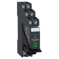 SCHNEIDER ELECTRIC Interface plug in relay, 5A, 2CO, with LED, pre assembled, lockable test button, 24V AC