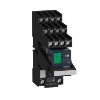 SCHNEIDER ELECTRIC Реле + цокъл, 6A, 4CO, тест бутон, 24VDC