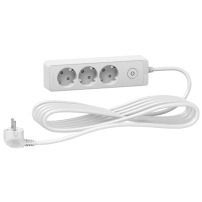 SCHNEIDER ELECTRIC Разклонител 3 гнезда, 5м. кабел, бял