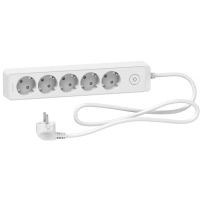 SCHNEIDER ELECTRIC Разклонител 5 гнезда, 1,5м. кабел, бял