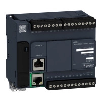 SCHNEIDER ELECTRIC Logic controller, Modicon M221 - 24 I/O, transistor, PNP, Ethernet Com.