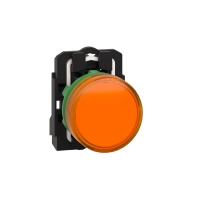 SCHNEIDER ELECTRIC Pilot light, grey plastic, orange, 22mm, LED, plain lens, 24V AC/DC