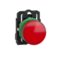 SCHNEIDER ELECTRIC Pilot light, grey plastic, red, 22mm, LED, plain lens, 110-120V AC