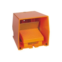 SCHNEIDER ELECTRIC Single foot switch, metal, orange, with cover, 2 steps, 1NC+NO, IP66