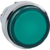 SCHNEIDER ELECTRIC Head for illuminated push button, green projecting pushbutton 22mm spring return BA9s bulb